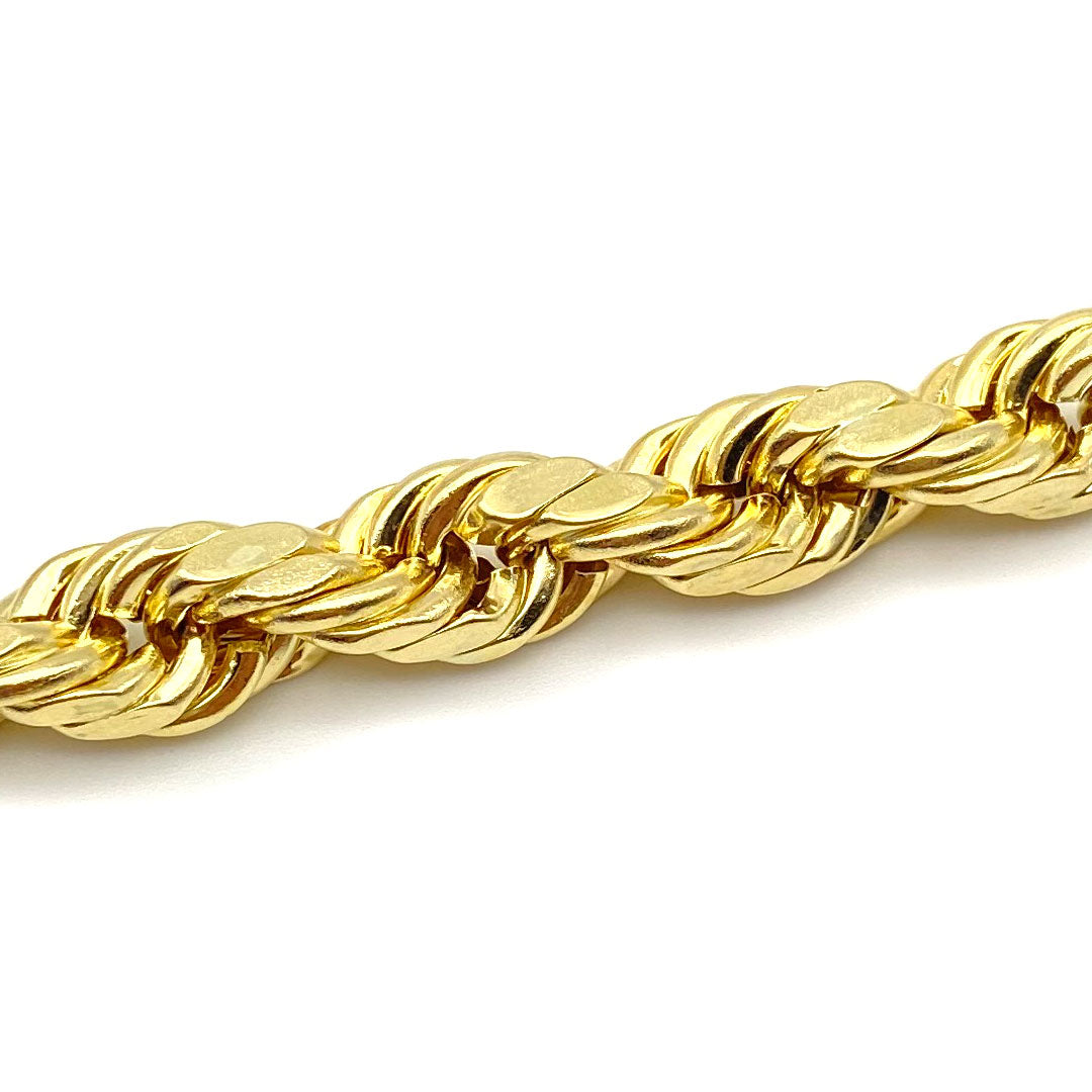 10k Hollow Diamond Cut Rope Bracelet 8mm Close